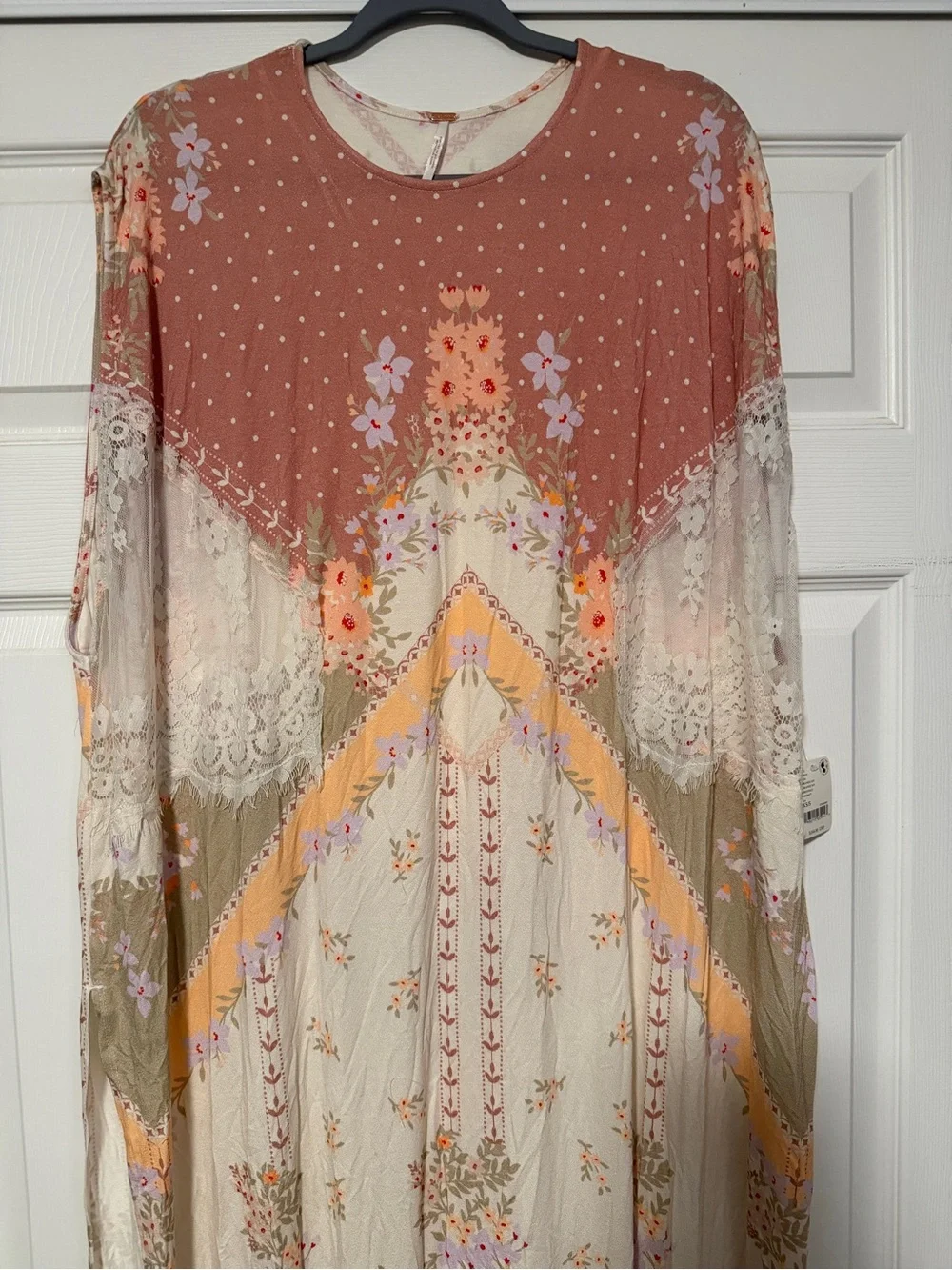 Free People Vienne Tee Lace Floral Tunic Top Fairy Whimsical Floral Boho Hippie